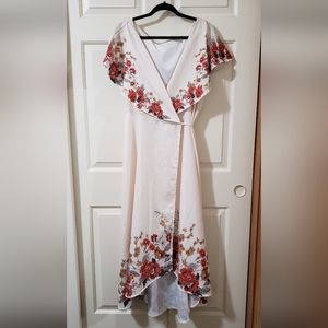 Apricot Floral Wrap Dress